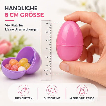 12x Ostereier zum befüllen - Bunte 6 cm Plastikeier Kunststoffeier Überraschungseier zum Öffnen – Detailansicht 7