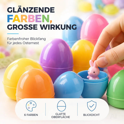 12x Ostereier zum befüllen - Bunte 6 cm Plastikeier Kunststoffeier Überraschungseier zum Öffnen – Detailansicht 8