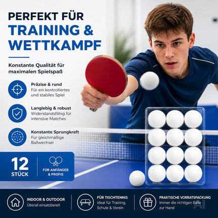 12x Tischtennisbälle Ball Bälle weiß Set Tischtennisball 40 mm Ping Pong – Detailansicht 5