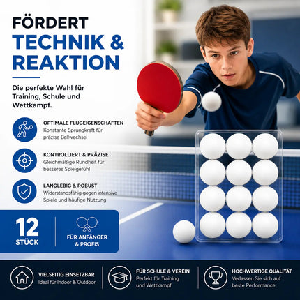 12x Tischtennisbälle Ball Bälle weiß Set Tischtennisball 40 mm Ping Pong
