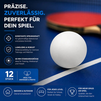 12x Tischtennisbälle Ball Bälle weiß Set Tischtennisball 40 mm Ping Pong