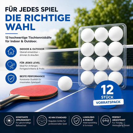 12x Tischtennisbälle Ball Bälle weiß Set Tischtennisball 40 mm Ping Pong – Detailansicht 10