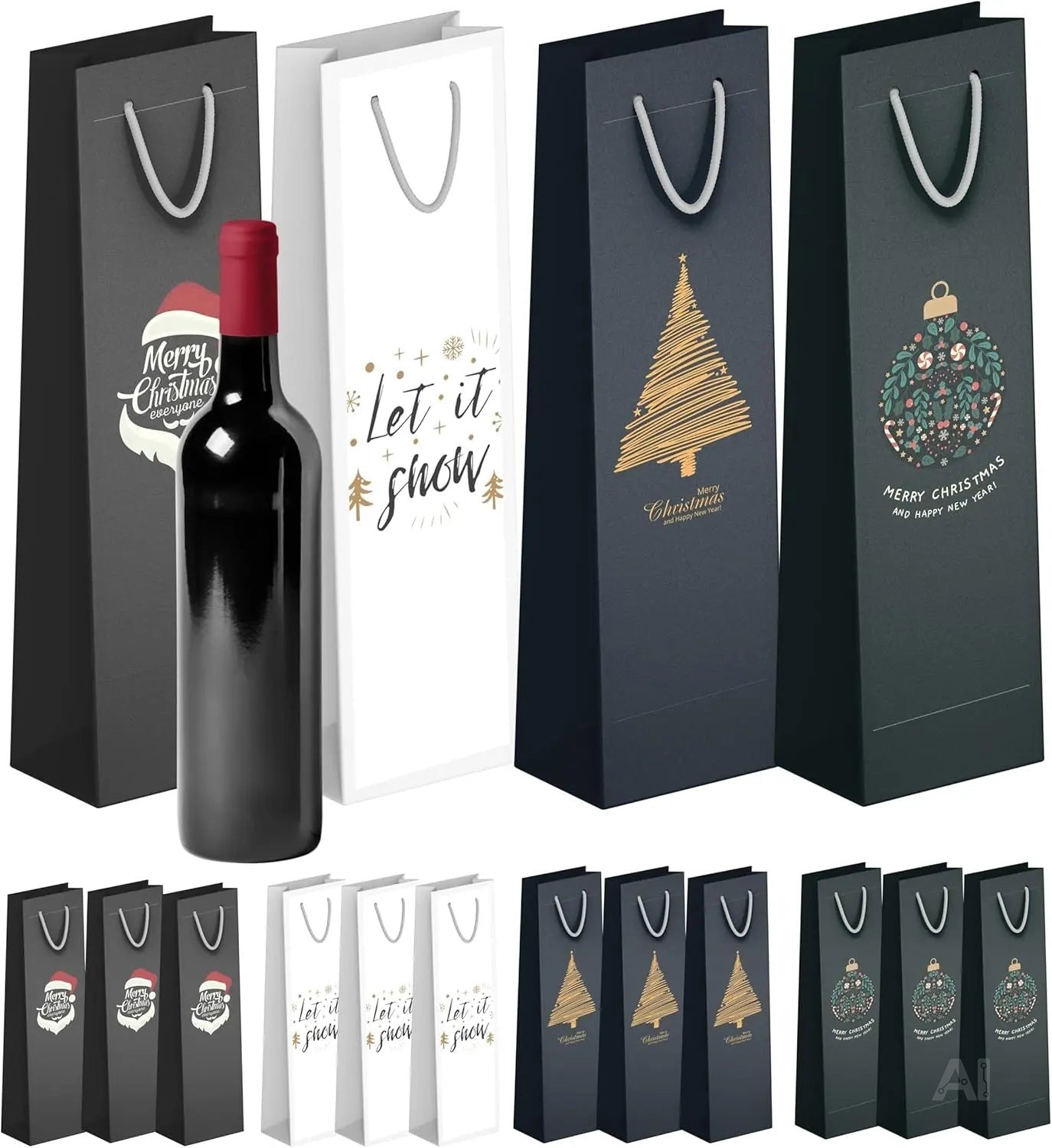 12x XXL Flaschentüten Geschenktüten Bottle Bag Weihnachten