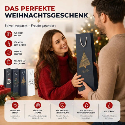 12x XXL Flaschentüten Geschenktüten Bottle Bag Weihnachten – Detailansicht 2