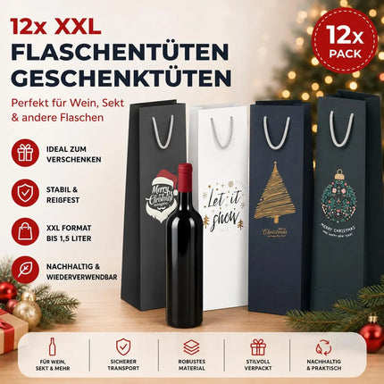 12x XXL Flaschentüten Geschenktüten Bottle Bag Weihnachten