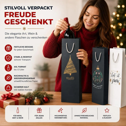 12x XXL Flaschentüten Geschenktüten Bottle Bag Weihnachten