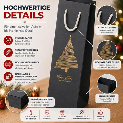 12x XXL Flaschentüten Geschenktüten Bottle Bag Weihnachten – Detailansicht 5