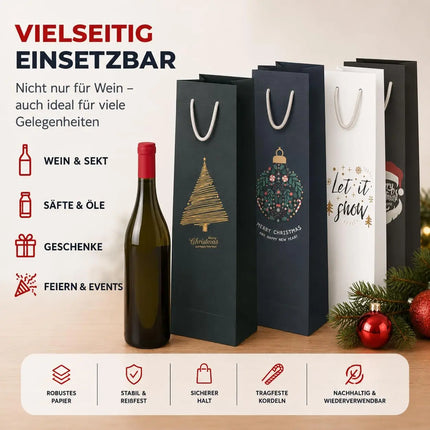 12x XXL Flaschentüten Geschenktüten Bottle Bag Weihnachten