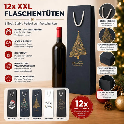 12x XXL Flaschentüten Geschenktüten Bottle Bag Weihnachten
