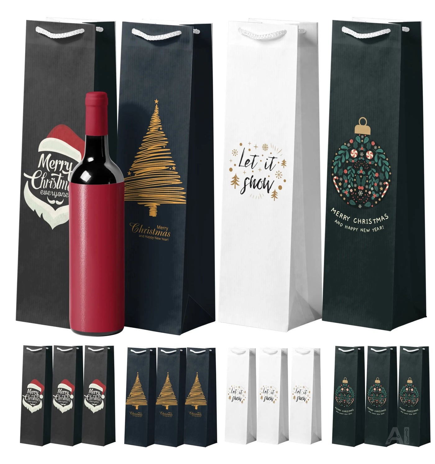 12x XXL Flaschentüten Weihnachten Bootle Bag Flaschen Weihnachten