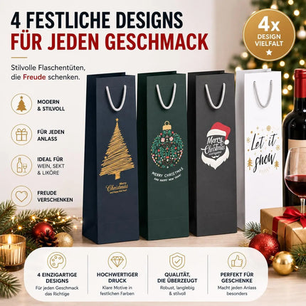 12x XXL Flaschentüten Weihnachten Bootle Bag Flaschen Weihnachten
