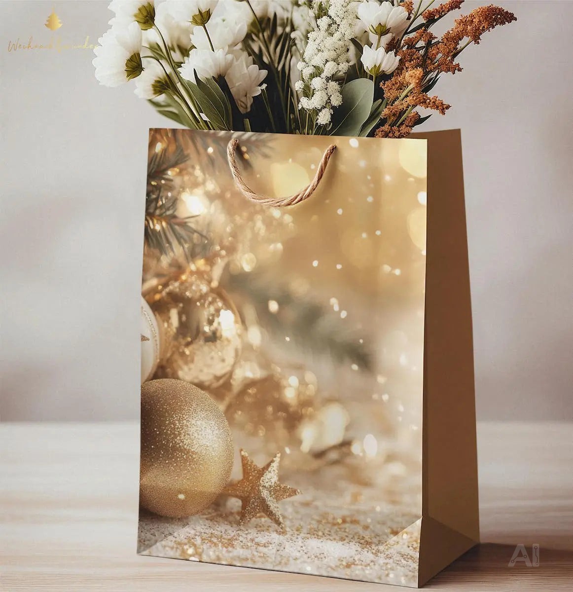 12x XXL Geschenktaschen Weihnachten - Geschenktüten Weihnachten ca. 23 x 17 cm – Detailansicht 2