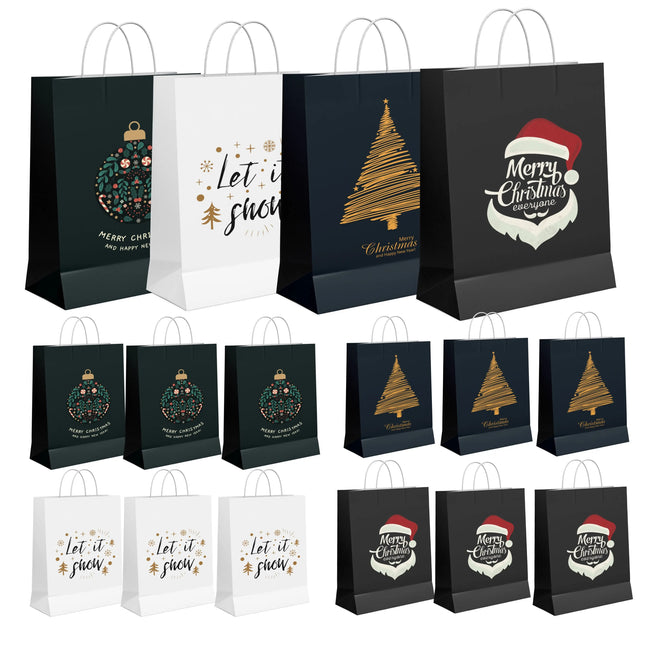 12x XXL Weihnachtstaschen Geschenktüten Weihnachtstüte Geschenktaschen Modern