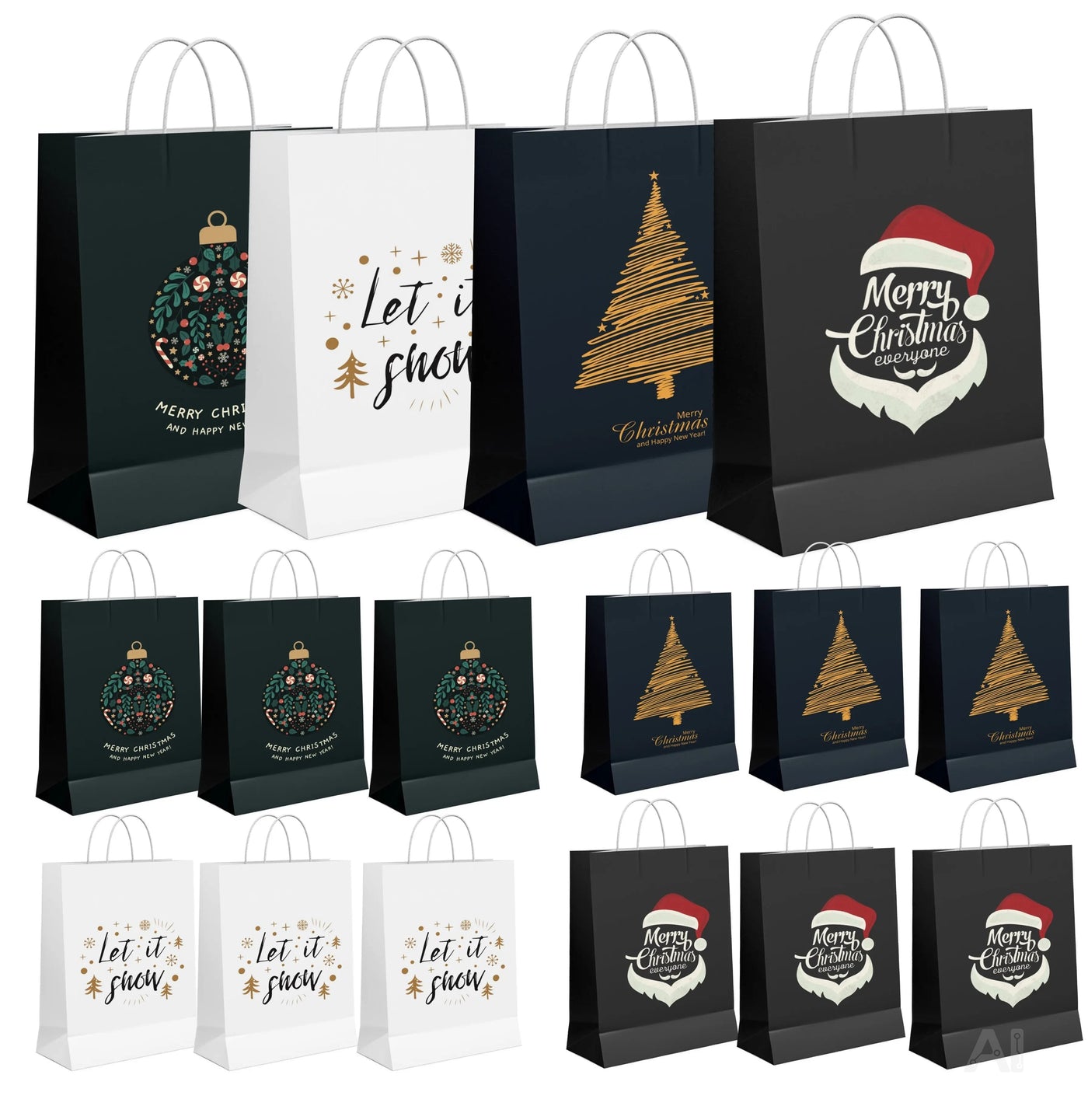 12x XXL Weihnachtstaschen Geschenktüten Weihnachtstüte Geschenktaschen Modern