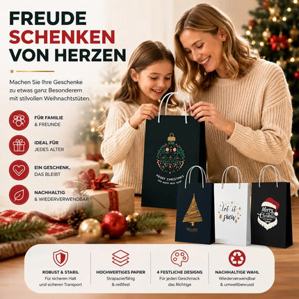 12x XXL Weihnachtstaschen Geschenktüten Weihnachtstüte Geschenktaschen Modern