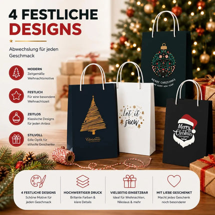 12x XXL Weihnachtstaschen Geschenktüten Weihnachtstüte Geschenktaschen Modern