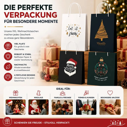 12x XXL Weihnachtstaschen Geschenktüten Weihnachtstüte Geschenktaschen Modern