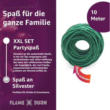 1x Zündschnur und Anzündlitze 10 Meter, ca. 60 Sekunden pro Meter, BAM 3541/13 & BAM3540, ideal für Pyrotechnik, Silvester und besondere Anlässe