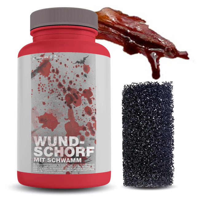 15 ml Blut - Fake Blood mit Wundschorf - täuschend echt & abwaschbar - Kunstblut - für Halloween & Fasching zum Schminken und Verkleiden