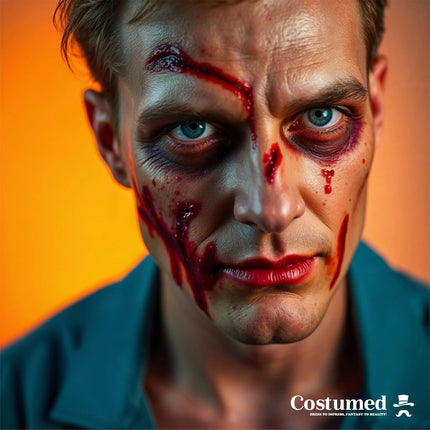 15 ml Blut - Fake Blood mit Wundschorf - täuschend echt & abwaschbar - Kunstblut - für Halloween & Fasching zum Schminken und Verkleiden