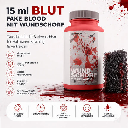 15 ml Blut mit Wundschorf - abwaschbar & täuschend echt - &Kunstblut zum Schminken - Fake Blood – Detailansicht 4