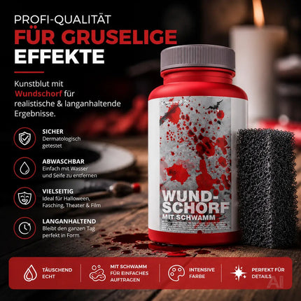 15 ml Blut mit Wundschorf - abwaschbar & täuschend echt - &Kunstblut zum Schminken - Fake Blood – Detailansicht 6