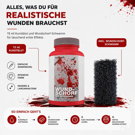 15 ml Blut mit Wundschorf - abwaschbar & täuschend echt - &Kunstblut zum Schminken - Fake Blood – Detailansicht 7