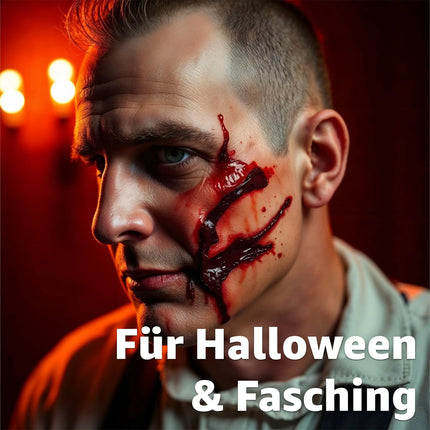 15 ml Kunstblut mit Wundschorf Schwamm Krustenblut - Fake Blood - Blut zum Schminken und Verkleiden and Halloween & Fasching - Abwaschbar & täuschend echt