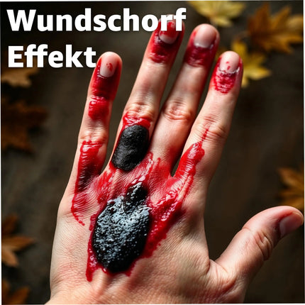 15 ml Kunstblut mit Wundschorf Schwamm Krustenblut - Fake Blood - Blut zum Schminken und Verkleiden and Halloween & Fasching - Abwaschbar & täuschend echt