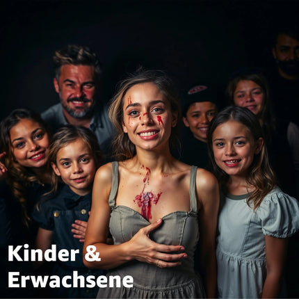 15 ml Kunstblut mit Wundschorf Schwamm Krustenblut - Fake Blood - Blut zum Schminken und Verkleiden and Halloween & Fasching - Abwaschbar & täuschend echt