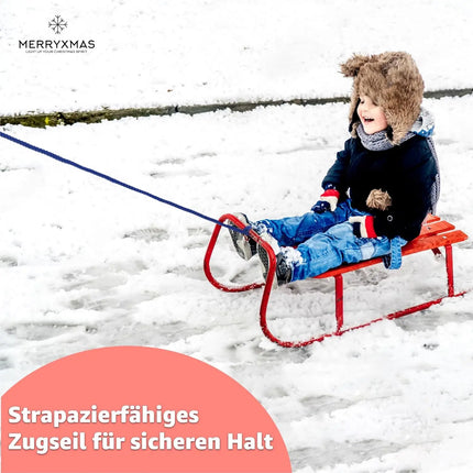 150 cm Schlittenseil - Zugseil - 150 cm - mit Schlaufe Leine Aus Holz - Perfekt als Kordel für Schlitten & Bob & Rodeln für Kinder & Erwachsene