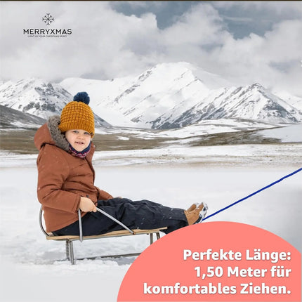 150 cm Schlittenseil - Zugseil - 150 cm - mit Schlaufe Leine Aus Holz - Perfekt als Kordel für Schlitten & Bob & Rodeln für Kinder & Erwachsene