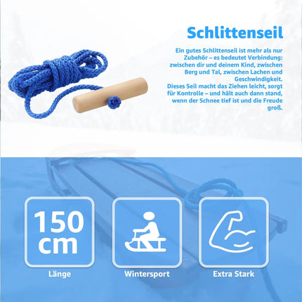 150 cm Schlittenseil - Zugseil - Perfekt für Schlitten & Bob