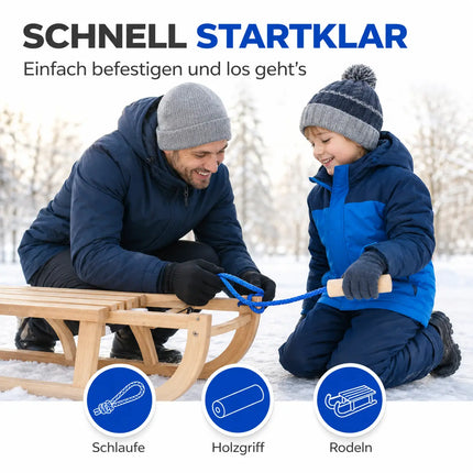 150 cm Schlittenseil - Zugseil - Perfekt für Schlitten & Bob