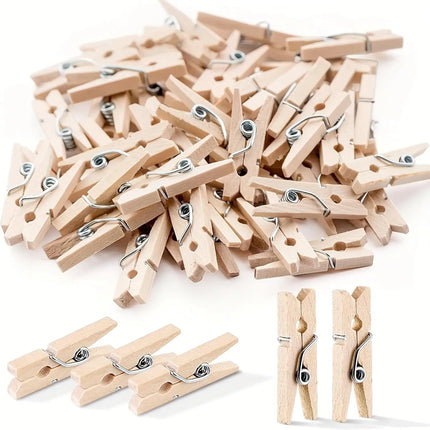 150x Holzklammern 25 mm Mini, Wäscheklammern - Kleine Klammern aus nachhaltigem Holz - Ideal für Fotowände, Fotohalter und DIY-Projekte - Holzwäscheklammern