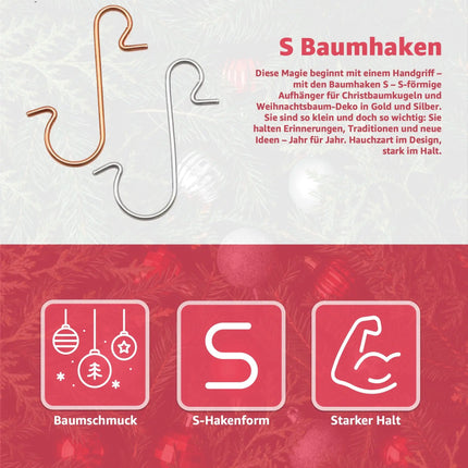 150x Weihnachtsbaum Haken: Baumhaken Kugelaufhänger in Gold und Silber