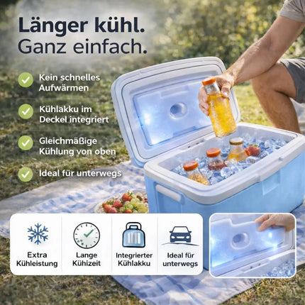 15L Kühlbox mit Kühlakku – Premium Kühltasche mit Kühlelement für Reisen, Camping & Outdoor (Blau)