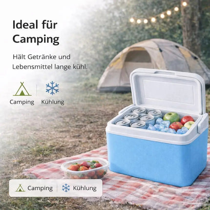 15L Kühlbox mit Kühlakku – Premium Kühltasche mit Kühlelement für Reisen, Camping & Outdoor (Blau)