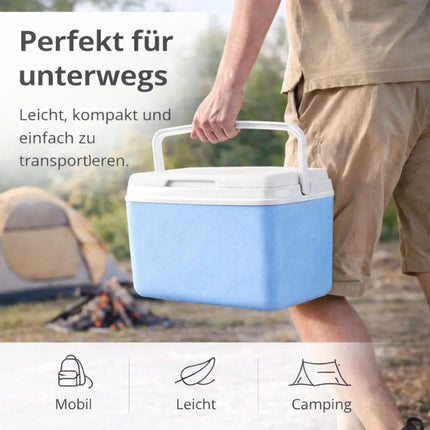 15L Kühlbox mit Kühlakku – Premium Kühltasche mit Kühlelement für Reisen, Camping & Outdoor (Blau)