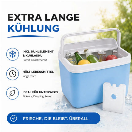 15L Kühlbox mit Kühlakku – Premium Kühltasche mit Kühlelement für Reisen, Camping & Outdoor (Blau)