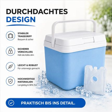15L Kühlbox mit Kühlakku – Premium Kühltasche mit Kühlelement für Reisen, Camping & Outdoor (Blau)