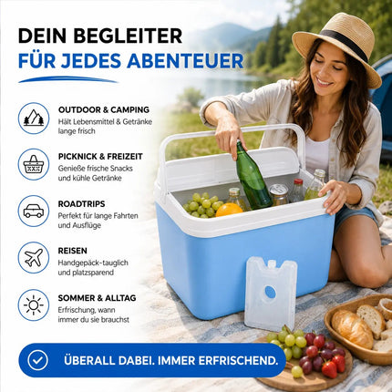 15L Kühlbox mit Kühlakku – Premium Kühltasche mit Kühlelement für Reisen, Camping & Outdoor (Blau)