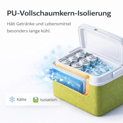 15L Kühlbox mit Kühlakku – Premium Kühltasche mit Kühlelement für Reisen, Camping & Outdoor (Grün)