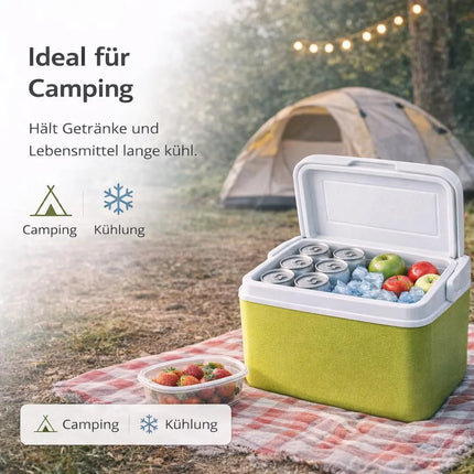 15L Kühlbox mit Kühlakku – Premium Kühltasche mit Kühlelement für Reisen, Camping & Outdoor (Grün)
