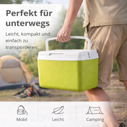 15L Kühlbox mit Kühlakku – Premium Kühltasche mit Kühlelement für Reisen, Camping & Outdoor (Grün)