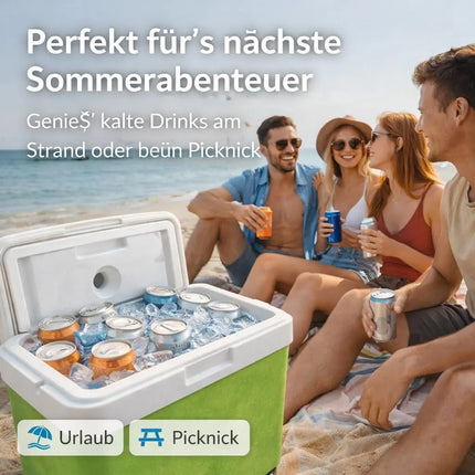 15L Kühlbox mit Kühlakku – Premium Kühltasche mit Kühlelement für Reisen, Camping & Outdoor (Grün)