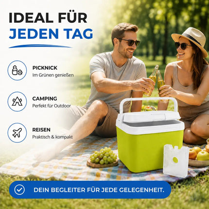 15L Kühlbox mit Kühlakku – Premium Kühltasche mit Kühlelement für Reisen, Camping & Outdoor (Grün)