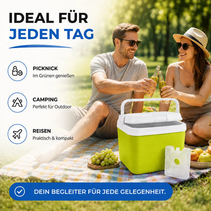 15L Kühlbox mit Kühlakku – Premium Kühltasche mit Kühlelement für Reisen, Camping & Outdoor (Grün)