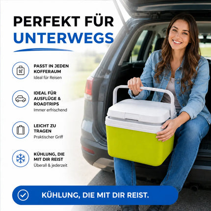 15L Kühlbox mit Kühlakku – Premium Kühltasche mit Kühlelement für Reisen, Camping & Outdoor (Grün)