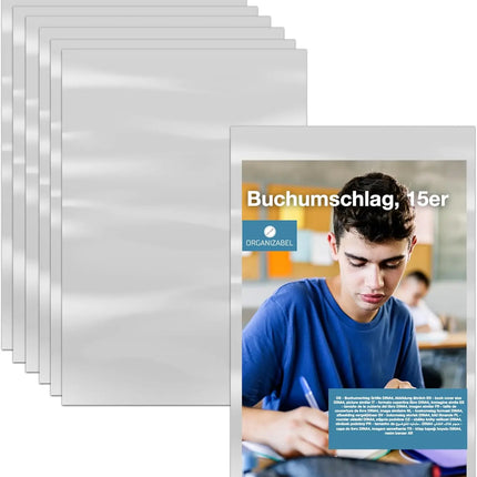15x Buchumschlag DIN A4 transparent - Buchhülle & Umschlag durchsichtig & klar- für Bücher, Hefte, Buchschoner & Hefthülle